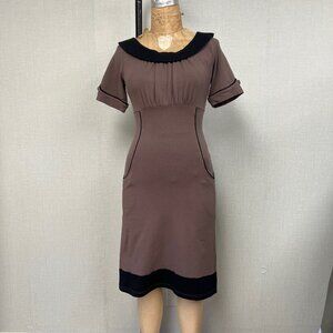 NWT Deadstock 2000s Color Block Brown Black Retro Pencil Dress